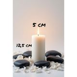 Candle Vase El Işçiliği Hand Made Kütük Silindir Mum Krem Renk 5 cm Genişlik 12,5 cm Uzunluk Gül Kokulu - 12,5 cm Gül - Krem - Bej