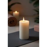 Candle Vase El Işçiliği Hand Made Kütük Silindir Mum Krem Renk 5 cm Genişlik 15 cm Uzunluk Gül Kokulu - 15 cm Gül - Krem - Bej