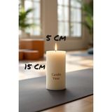 Candle Vase El Işçiliği Hand Made Kütük Silindir Mum Krem Renk 5 cm Genişlik 15 cm Uzunluk Sandal Ağacı Kokulu - 15 cm Sandal Ağacı - Krem - Bej