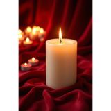 Candle Vase El Işçiliği Hand Made Kütük Silindir Mum Krem Renk 5 cm Genişlik 20 cm Uzunluk Lavanta Kokulu - 20 cm lavanta - Krem - Bej