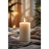 Candle Vase El Işçiliği Hand Made Kütük Silindir Mum Krem Renk 5 cm Genişlik 20 cm Uzunluk Sandal Ağacı Kokulu - 20 cm Sandal Ağacı - Krem - Bej