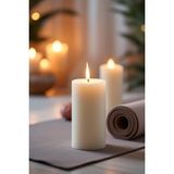 Candle Vase El Işçiliği Hand Made Kütük Silindir Mum Krem Renk 5 cm Genişlik 25 cm Uzunluk Gül Kokulu - 25 cm Gül - Krem - Bej