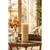 Candle Vase El Işçiliği Hand Made Kütük Silindir Mum Krem Renk 5 cm Genişlik 30 cm Uzunluk Vanilya Kokulu - 30 cm Vanilya - Krem - Bej