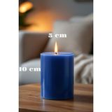 Candle Vase El Işçiliği Hand Made Kütük Silindir Mum Lacivert Renk 5 cm Genişlik 10 cm Uzunluk Lavanta Kokulu - 10 cm lavanta