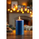 Candle Vase El Işçiliği Hand Made Kütük Silindir Mum Lacivert Renk 5 cm Genişlik 10 cm Uzunluk Sandal Ağacı Kokulu - 10 cm Sandal Ağacı