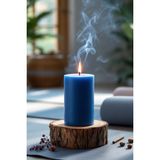Candle Vase El Işçiliği Hand Made Kütük Silindir Mum Lacivert Renk 5 cm Genişlik 12,5 cm Uzunluk Kahve Aroması Kokulu - 12,5 cm Kahve