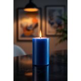 Candle Vase El Işçiliği Hand Made Kütük Silindir Mum Lacivert Renk 5 cm Genişlik 12,5 cm Uzunluk Vanilya Kokulu - 12,5 cm Vanilya