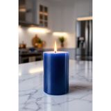 Candle Vase El Işçiliği Hand Made Kütük Silindir Mum Lacivert Renk 5 cm Genişlik 15 cm Uzunluk Vanilya Kokulu - 15 cm Vanilya