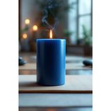 Candle Vase El Işçiliği Hand Made Kütük Silindir Mum Lacivert Renk 5 cm Genişlik 25 cm Uzunluk Kahve Aroması Kokulu - 25 cm Kahve