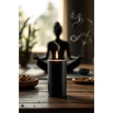 Candle Vase El Işçiliği Hand Made Kütük Silindir Mum Siyah Renk 5 cm Genişlik 12,5 cm Uzunluk Vanilya Kokulu - 12,5 cm Vanilya