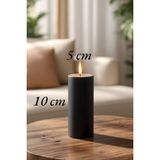 Candle Vase El Işçiliği Hand Made Kütük Silindir Mum Siyah Renk 5 cm Genişlik 15 cm Uzunluk Vanilya Kokulu - 15 cm Vanilya
