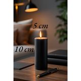 Candle Vase El Işçiliği Hand Made Kütük Silindir Mum Siyah Renk 5 cm Genişlik 25 cm Uzunluk Sandal Ağacı Kokulu - 25 cm Sandal Ağacı