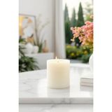 Candle Vase Silindir Mum Kütük Mum Blok Mum Kokulu Mum 10 x 10 cm Sandal Ağacı Kokulu El Işçiliği Hand Made - Krem - Bej - 1 Adet