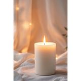 Candle Vase Silindir Mum Kütük Mum Blok Mum Kokulu Mum 10 x 15 cm Sandal Ağacı Kokulu El Işçiliği Hand Made - Krem - Bej - 1 Adet