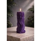 Candle Verdantis, Doğanın Kalbi, Lavanta Kokulu Dekoratif 2 Adet Mor Mum & Kandil
