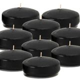 CandleNScent Kokusuz Yüzen Mumlar | Büyük 3 İnç - 9,7 cm Vazoya ve Üstü İçine Uyar | Siyah | Suda Yüzer | 12'li Paket