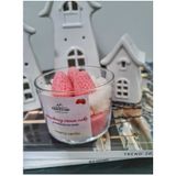 Candles Strawberry Cupcake Çilekli Mum Vanilya Amber Kokulu Hediyelik Dekoratif Soya Mum