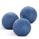 CANDWAX 3'lü Yuvarlak Mum Topu Seti 7,62 cm - Kraliyet Mavisi Mumlar Düğün Dekoru ve Ev Dekoru için Küre Mum Olarak Mükemmel - Kokusuz Uzun Yanan Mumlar - Lacivert Mumlar