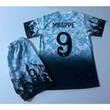 Candy Cup Real Madrid Ejderha Desenli Kylian Mbappe Özel Konsept Çocuk Forması (Beyaz Dragon) 2li Set H - 11-12