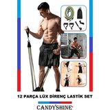 CandyShine ® 12 Parça Deluxe Profesyonel Lateks Premium Kalite Fitness Kondisyon Spor Aleti Direnç Lastiği Set - Çok Renkli