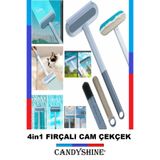 CandyShine 4in1 Çok Fonksiyonlu Fırça - Pencere Camı Fırçalı Çekçek TV Camı Temizleme ve Tüy Toplama Fırçası
