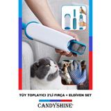 CandyShine ® Deluxe Mucize Koltuk Kıyafet Halı Tüy Toplayıcı Kedi Fırça Seti Kedi Tüy Toplayıcı Eldiven Tarak