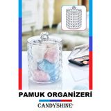 CandyShine Diamond Premium Lüx Silindir Pamuk Organizeri Modern Lüx Makyaj Kozmetik Düzenleyici Şık Organizer