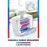 CandyShine Diamond Premium Pamuklu Çubuk Organizer Modern Kozmetik Düzenleyici Şık Pamukluk Makyaj Organizer