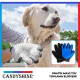 CandyShine Kedi Köpek Tüy Toplama Tarama Eldiveni Pratik Mavi Renkli Hafif Dişli Yüzeyli