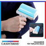 CandyShine Yıkanabilir Kıl Tüy Toz Kırıntı Toplayıcı Yapışkanlı Pratik Rulo