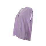 Canel Minimalist V Yaka Kısa Kol Oversize Kadın Bluz, Lila, L Beden