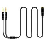 Canfon Bilgisayar için Kulaklık Ayırıcı 3,5 mm Dişiden 2 Çift 3,5 mm Erkek Kulaklık Mikrofon Ses Y Dağıtıcı Kablo Akıllı Telefon Kulaklığı PC Adaptörü (100 cm, Siyah)