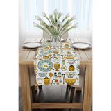 Cango Home Beyaz Çok Renkli Dekoratif Çini Desenli Dijital Baskılı Runner Cgh609-rn