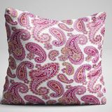 Cango Home Beyaz Pembe Etnik Motif Desenli Dijital Baskılı Çift Taraflı Kırlent Kılıfı - Otyk337-Ct - 50 x 50 cm