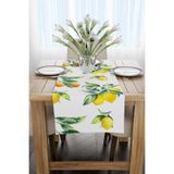 Cango Home Beyaz Sarı Limon Desenli Dijital Baskılı Runner - Oytyk895-rn