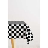 Cango Home CGH1041-MS 140x170 cm Beyaz Siyah Kareli Dama Desenli Dijital Baskılı Masa Örtüsü