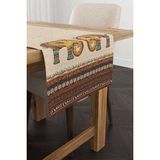 Cango Home CGH1265-RN Kahverengi Etnik Fil Desenli 40x140 cm Dijital Baskılı Runner
