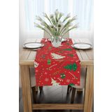 Cango Home CGH297-RN Kırmızı Yeşil Yılbaşı Temalı 40x140 cm Dijital Baskılı Runner