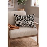 Cango Home CGH348-3550 Çift Tarafı Baskılı Siyah Bej Zebra Desenli Dijital Baskı Kırlent Yastık Kılıfı