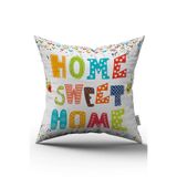 Cango Home Çift Taraflı Beyaz Çok Renkli Home Sweet Home Yazılı Dijital Baskı Kırlent Yastık Kılıfı - Cgh444-ct