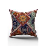 Cango Home Çift Taraflı Kahverengi Çok Renkli Etnik Vintage Desenli Dijital Baskılı Kırlent Kılıfı - Otyk450