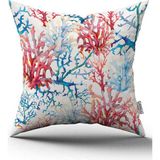 Cango Home Çift Taraflı Kırmızı Mavi Marin Desenli Dijital Baskılı Kırlent Kılıfı CGH1153 - 43 x 43 cm