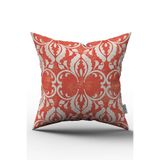 Cango Home Çift Taraflı Turuncu Beyaz Damask Desenli Dijital Baskılı Kırlent Kılıfı - Otyk064-ct