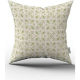 Cango Home Çift Taraflı Yeşil Krem Dekoratif Dijital Baskılı Kırlent Kılıfı CGH1074 - 50 x 50 cm