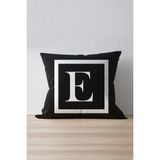 Cango Home E Harfi Desenli Dekoratif Kırlent Kılıfı 43x43 cm – Salon ve Yatak Odası Dekoru İçin Şık Tasarım - 43 x 43 cm - Renkli
