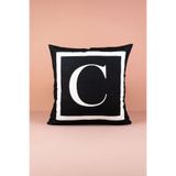 Cango Home Harfli Kırlent Yastık Kılıfı C Harfi - 43x43 Cm