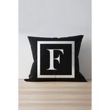 Cango Home Harfli Kırlent Yastık Kılıfı - F Harfi - 43X43 cm - 43 x 43 cm - Renkli