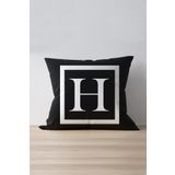 Cango Home Harfli Kırlent Yastık Kılıfı - H Harfi - 43x43 cm