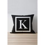 Cango Home Harfli Kırlent Yastık Kılıfı K Harfi 43x43 cm Yumuşak Tuşeli Kumaş - 43 x 43 cm - Renkli
