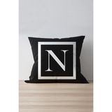 Cango Home Harfli Kırlent Yastık Kılıfı - N Harfi - 43X43 cm - 43 x 43 cm - Renkli